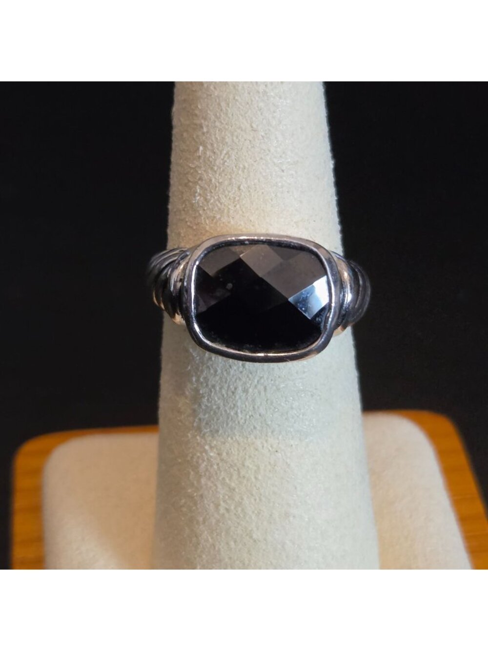 Premier Designs Silver Tone Black Faced Midnight Ring Size 7